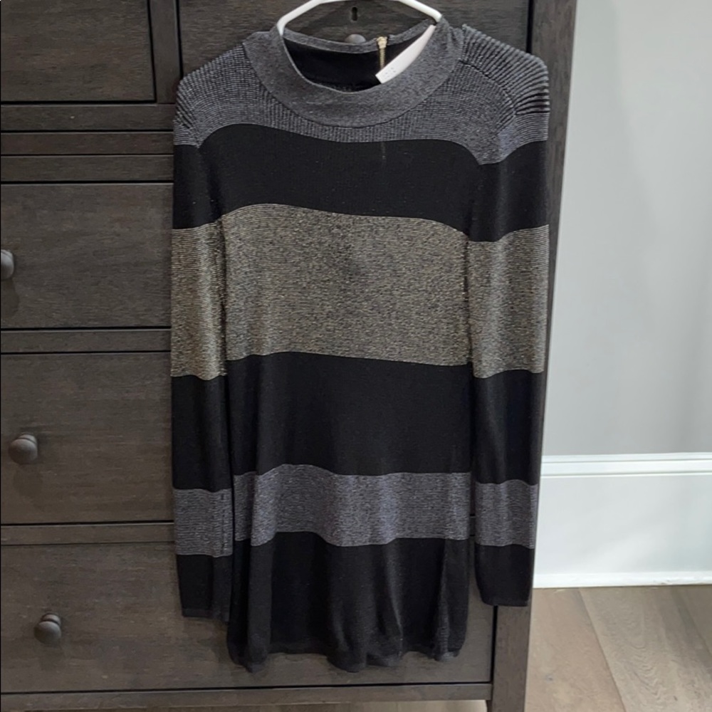 White House Black Market Tunic Metallic Black